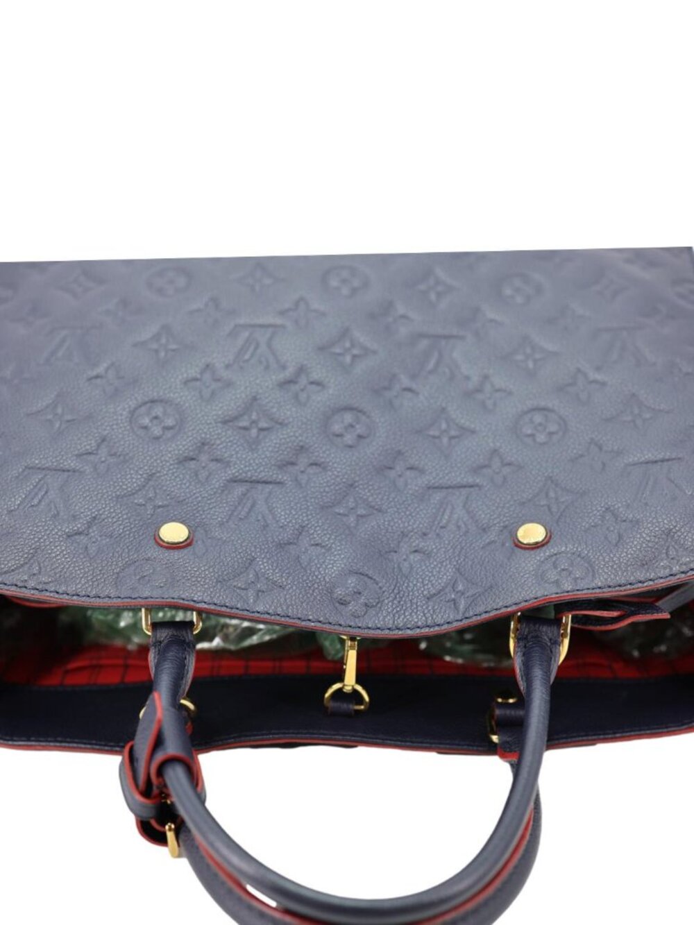 Louis Vuitton Montaigne MM Monogram Empreinte Shoulder Bag Navy Blue - Picture 4 of 11
